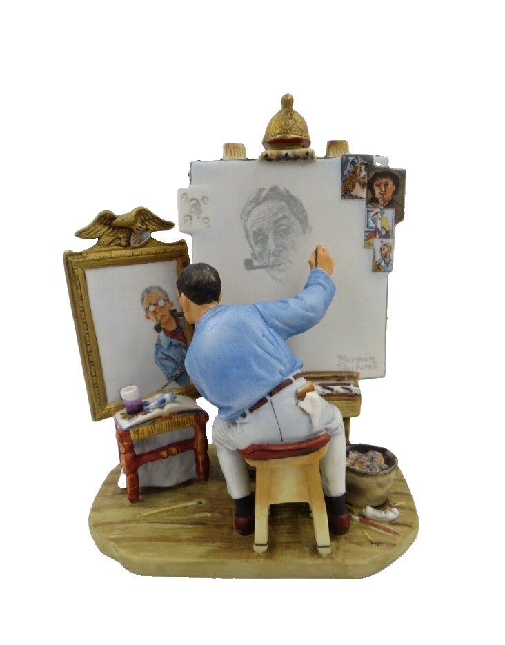 Norman Rockwell SELF PORTRAIT Figurine Saturday Evening Post Cover Collectible Norman Rockwell SELF PORTRAIT Figurine Saturday Evening Post Cover Collectible