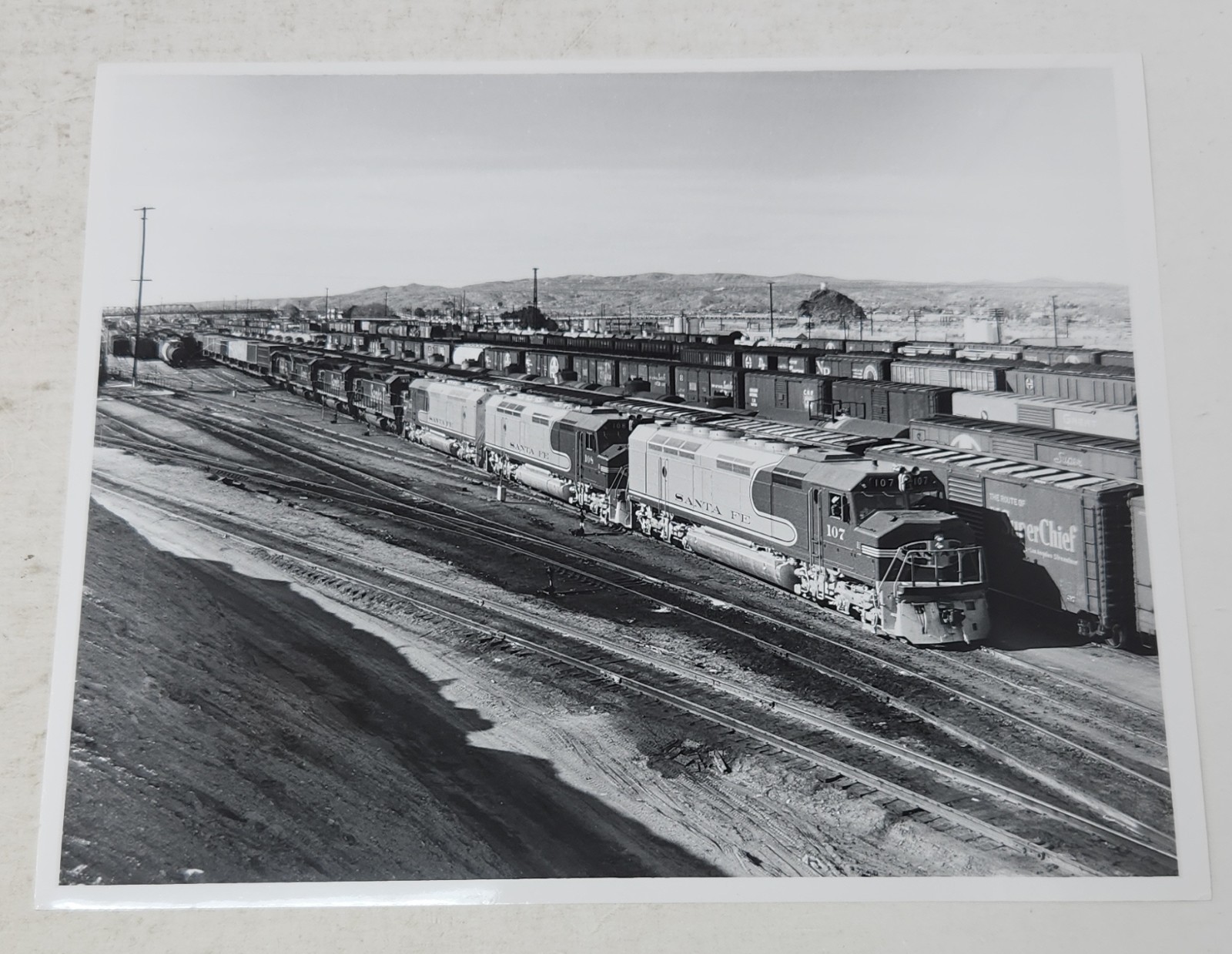 Vintage ATSF Santa Fe Railroad 8x10 Photo FP45 #107 Freight Train Yard w/Notes
