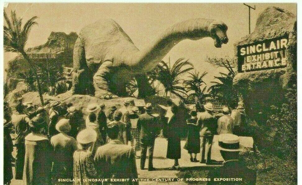 Chicago Worlds Fair 1933 Midway, Sinclair Dinosaur  Exhibit  Postcards