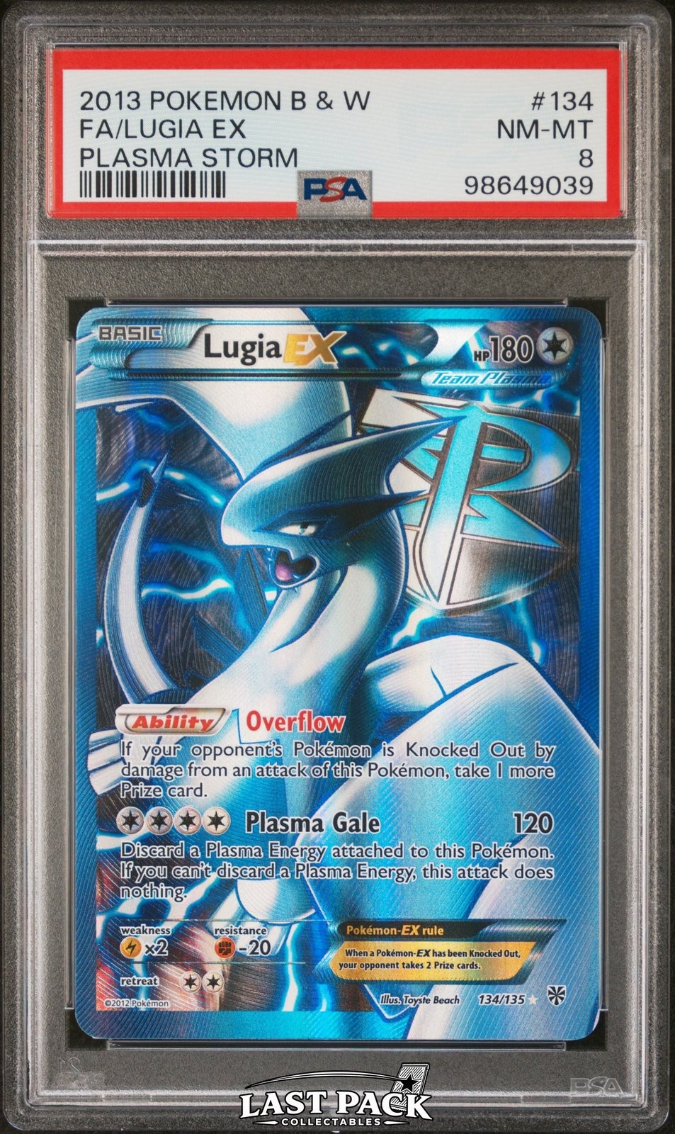 Lugia EX 134/135 Plasma Storm Pokemon PSA 8