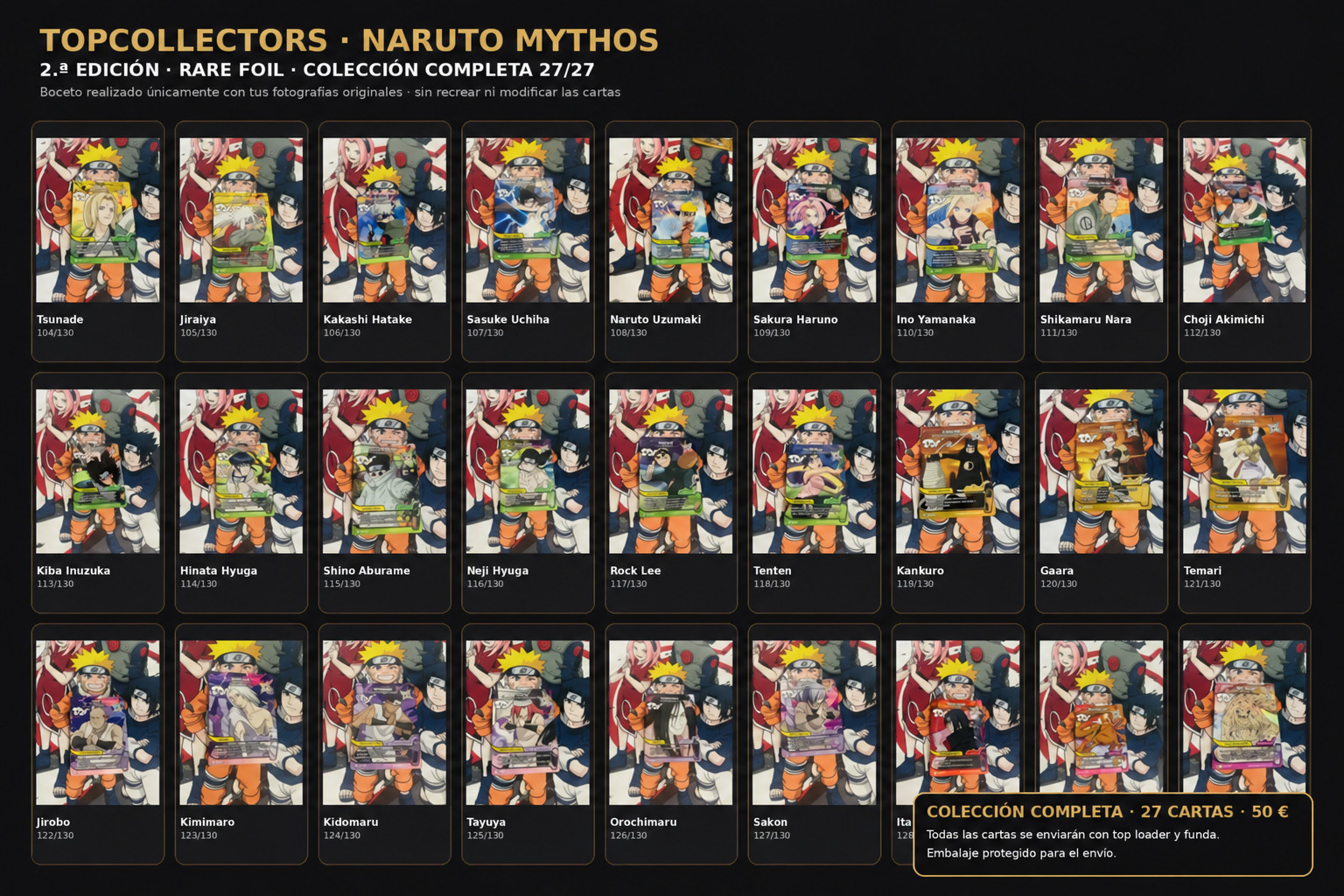 Naruto Mythos 2nd Edition - Complete Lot of 27 Rare Foils EN