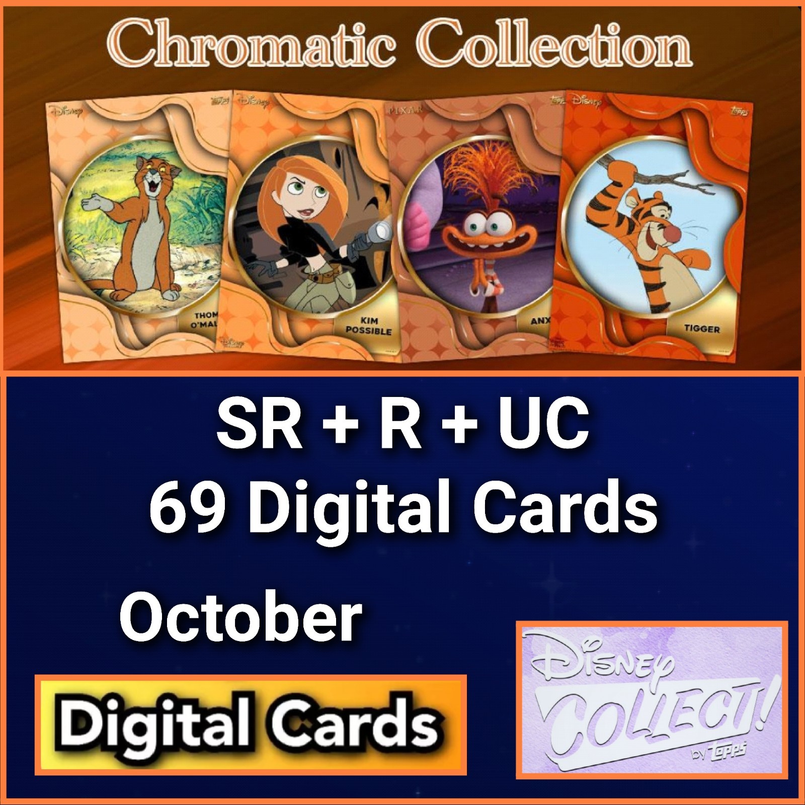 Topps Disney Collect Chromatic Collection October SR+R+UC 69 Cards