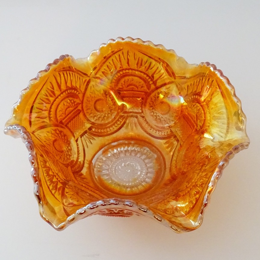 Vint Imperial Carnival Glass Marigold Iridescent Bowl 402 Fashion Pattern 6.25