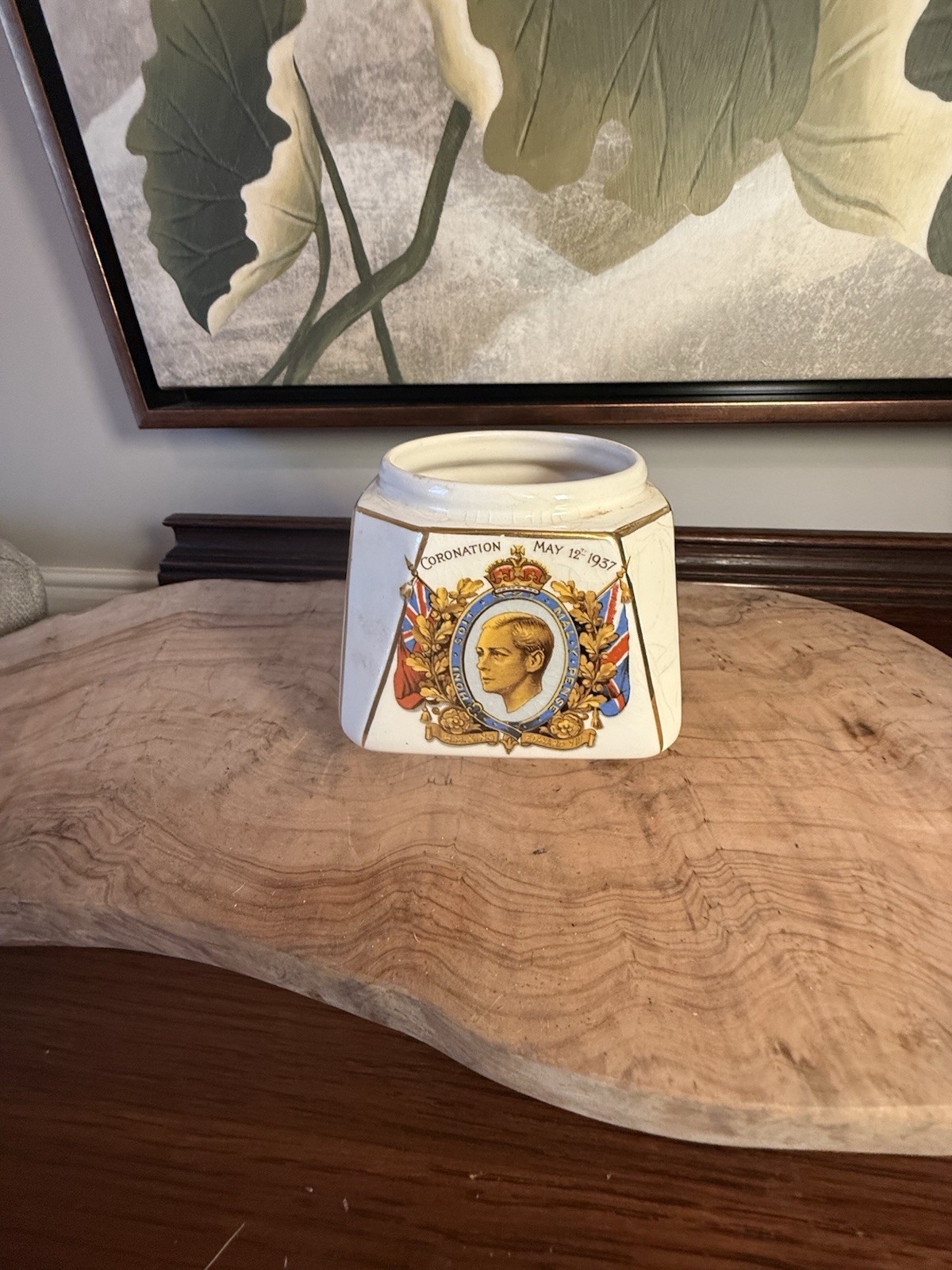 1937 Antique Souvenir Coronation King George VI Lancasters England Jar