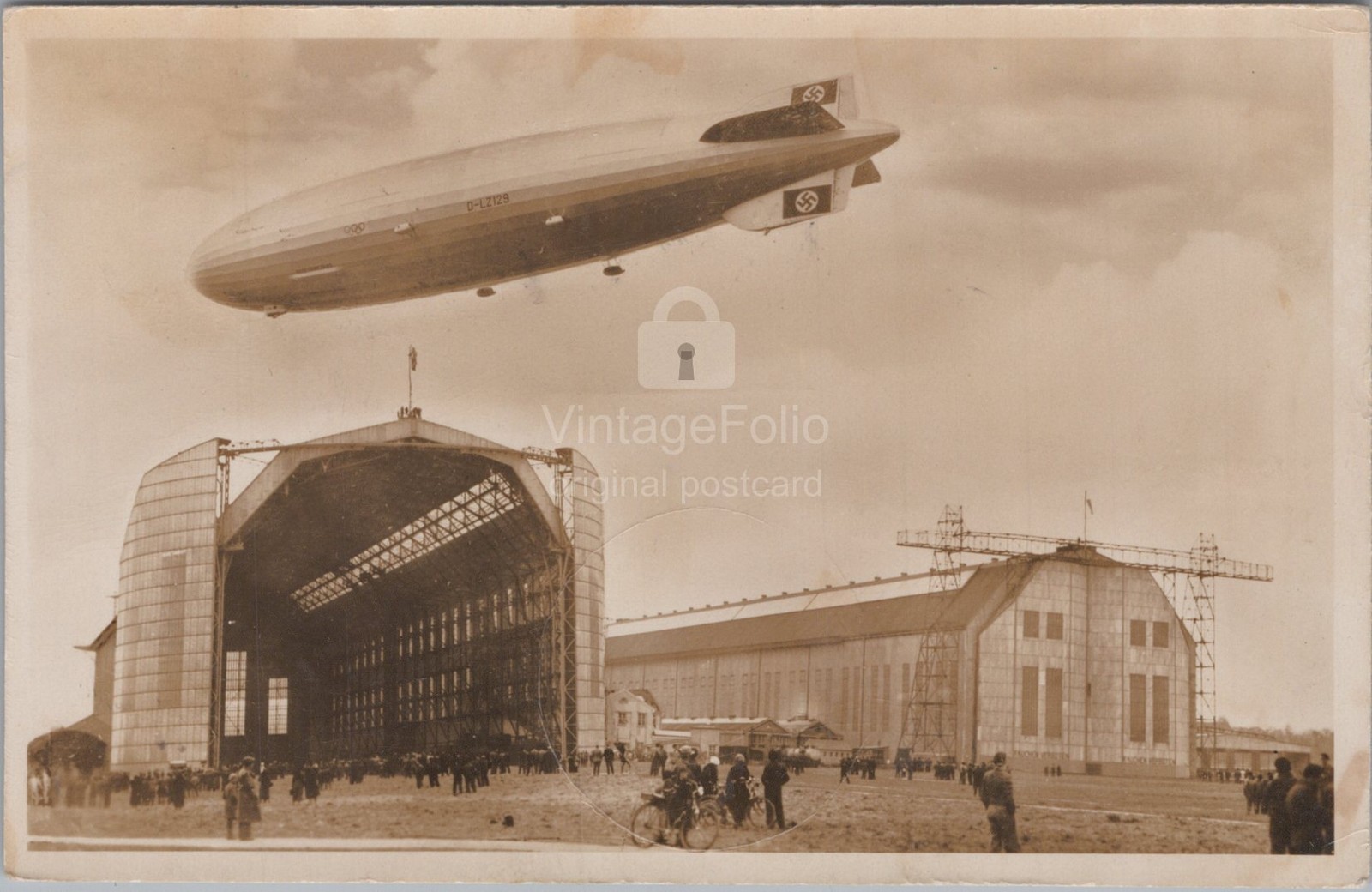 LZ 129 Hindenburg Zeppelin Airship 1st North America Flight RPPC 1936 Postcard