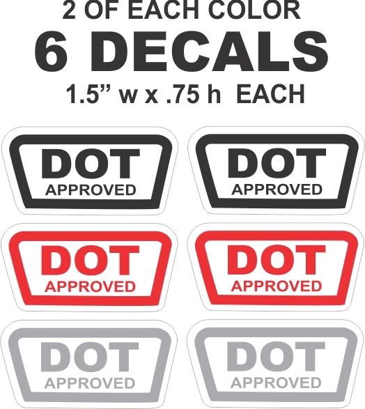 6 DOT Approved Bell Arai Shark AGV Shoei Snell Motorcycle Helmet  Vinyl Decals