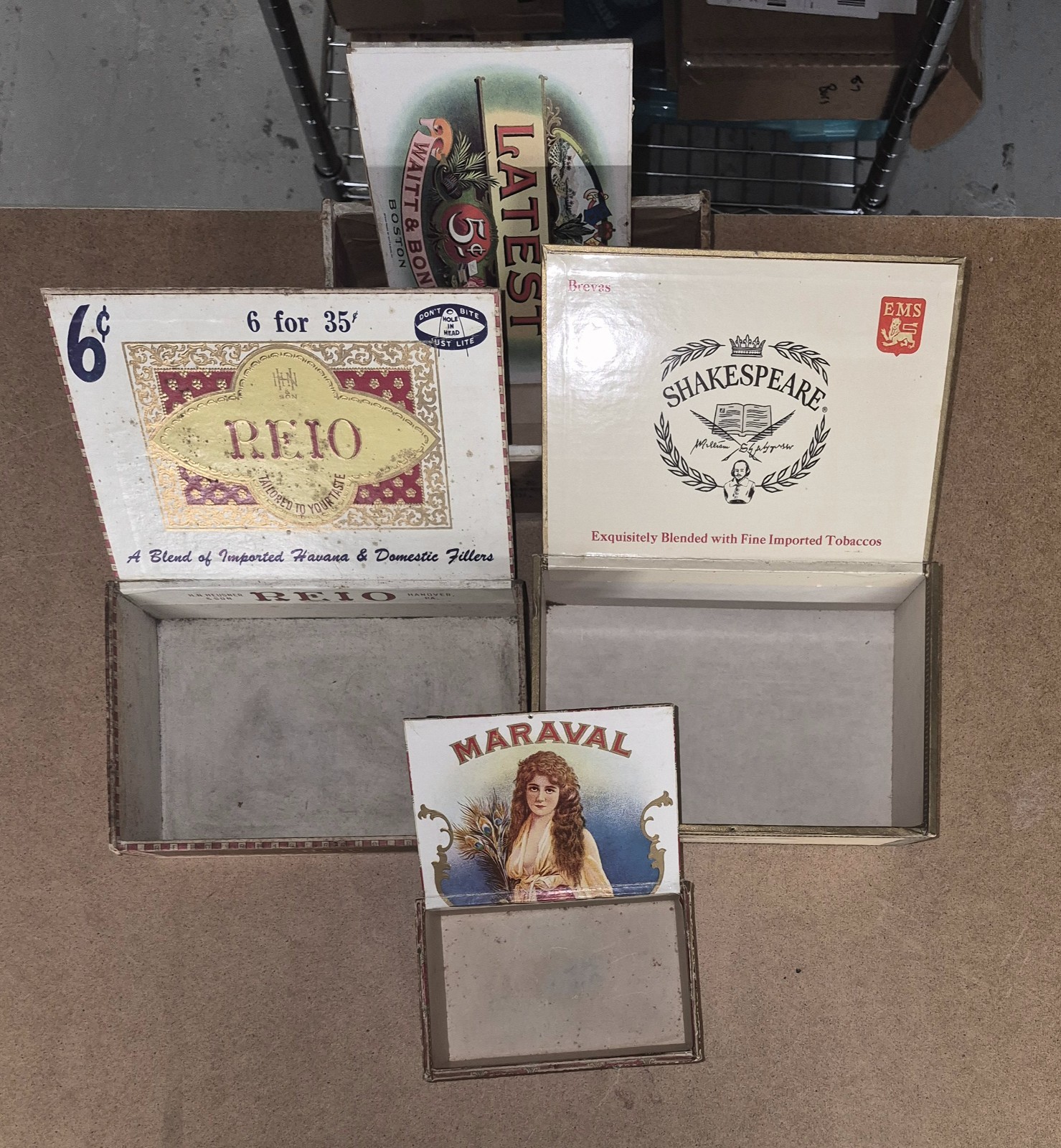 4 Vintage Wood Cigar Box Government Tax Stamps Reio Havana Maraval