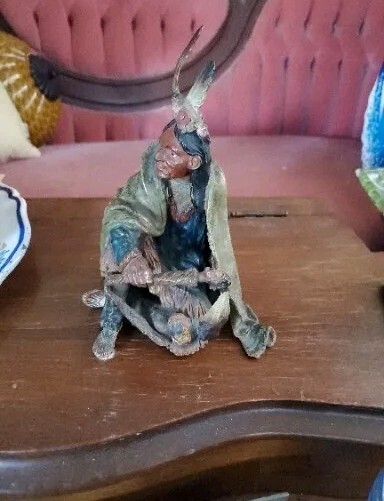 Carl Kauba Geschutzt Bronze Cold Painted Indian 1861-1922