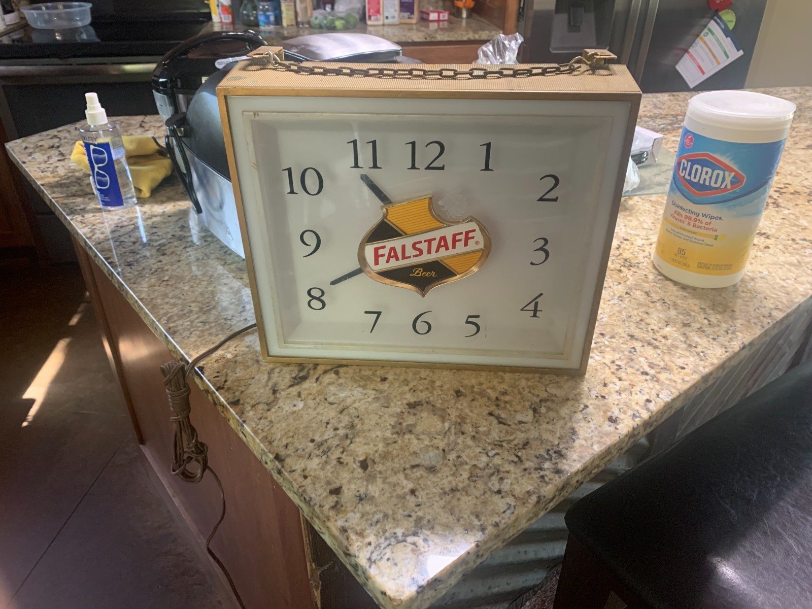1960s Vtg Falstaff Beer St Louis Lighted Sign Bar Liquor Store Clock Price Bros