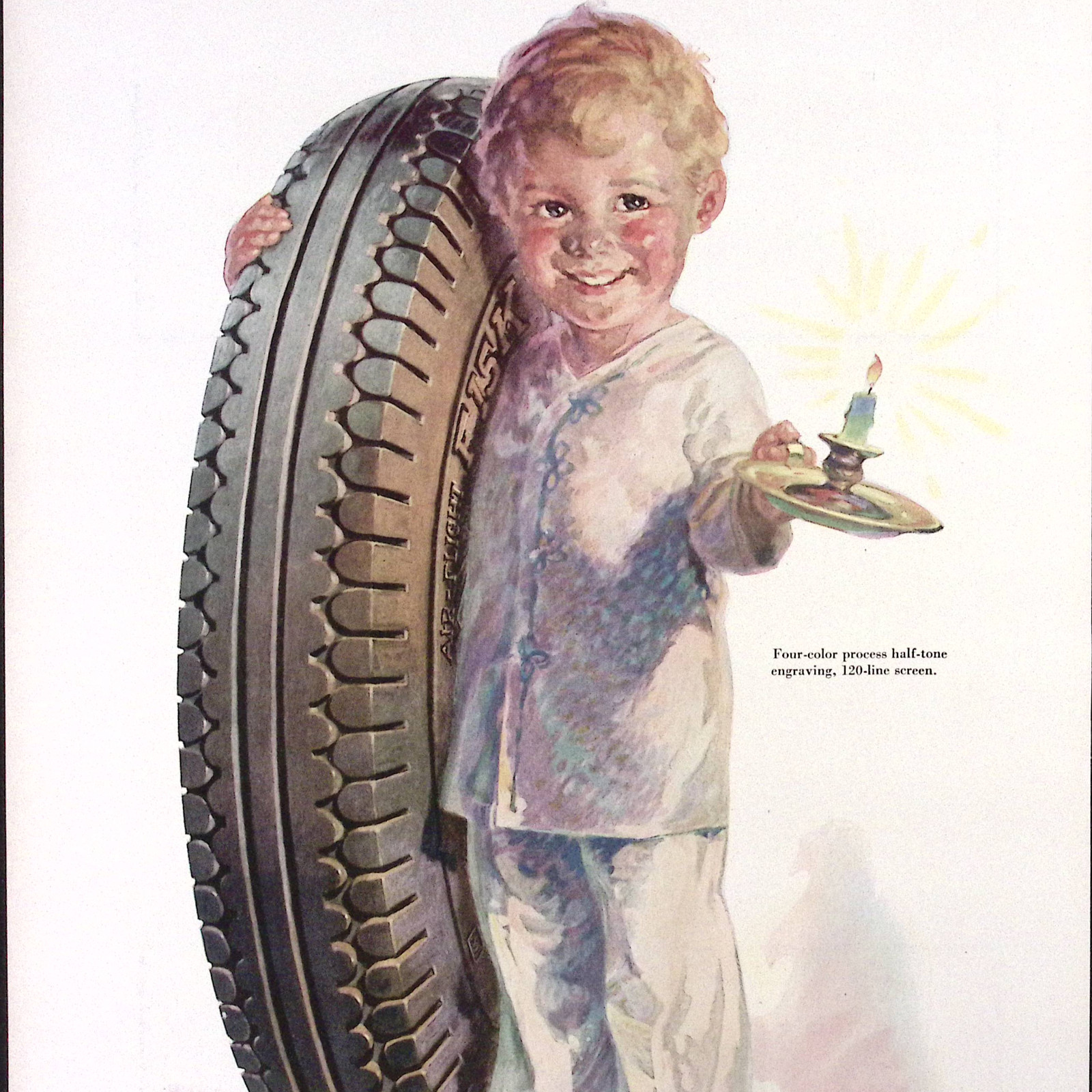 1931 WESTVACO Inspirations for Printing Sample Ad Time to Re-Tire Fisk Tires