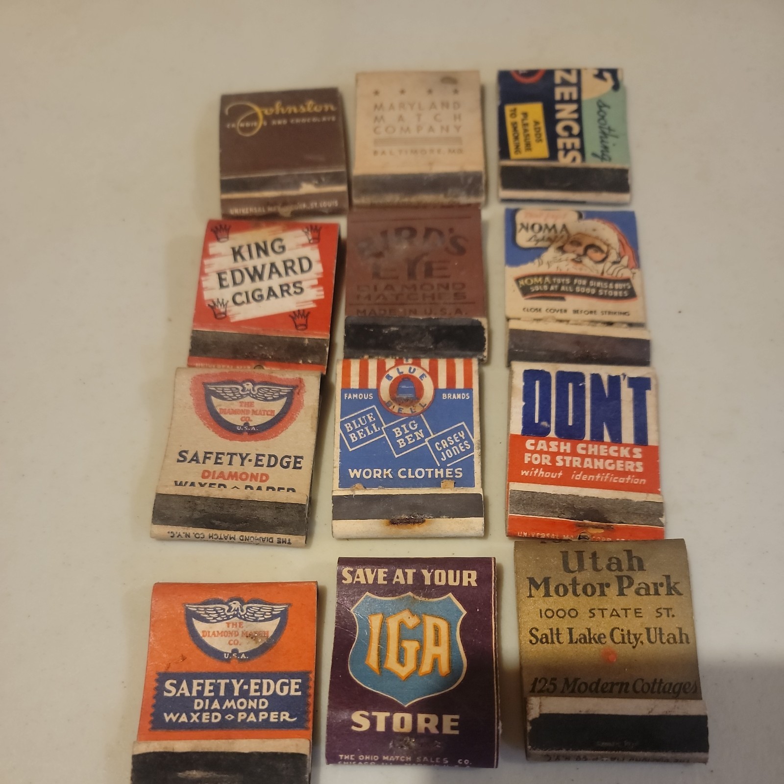 LOT OF 12 -  1930s-40s+ VINTAGE MATCHBOOKS various advertising