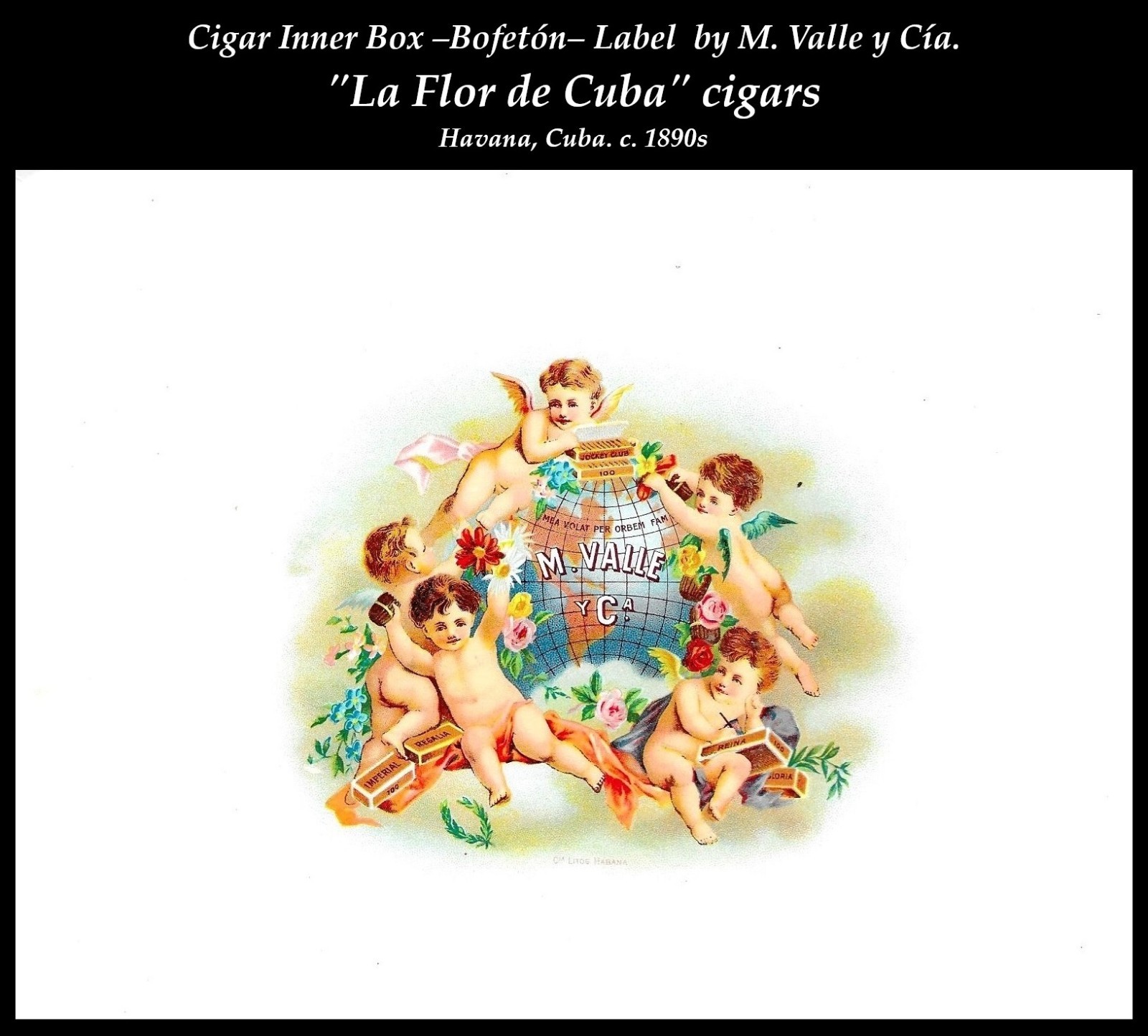 Antique Cuban Cigar Label -Bofetón- of M.Valle & Co. 1890s. Havana Collectibles