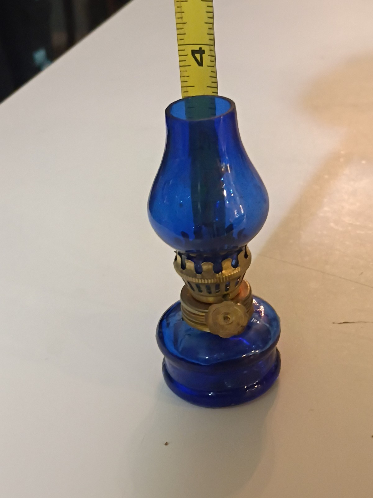 Vintage Miniature Cobalt Blue Oil Kerosene Lamp Hong Kong clean displays great Vintage Miniature Cobalt Blue Oil Kerosene Lamp Hong Kong clean displays great