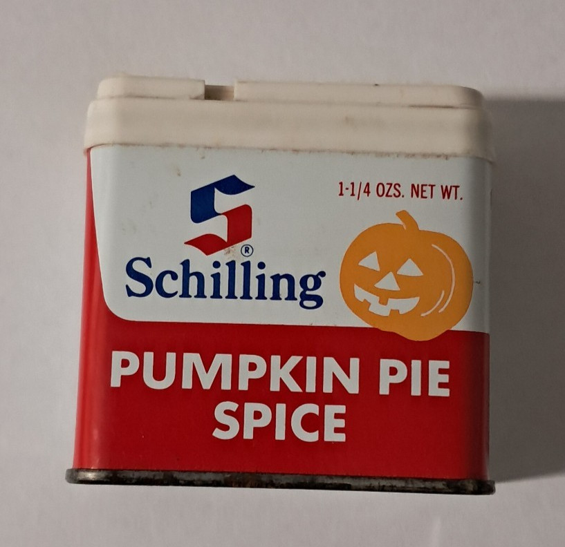 Vintage Schilling Jack-O-Lantern Halloween Pumpkin Pie Spice Tin 