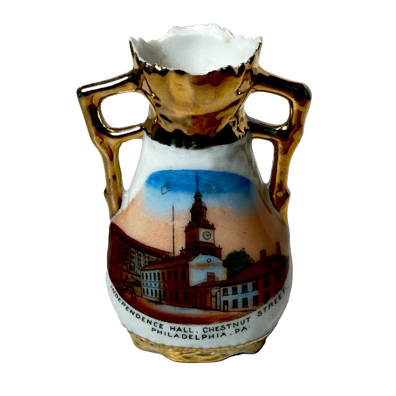 PHILADELPHIA PA Pennsylvania Antique INDEPENDENCE HALL Souvenir TRINKET VASE PHILADELPHIA PA Pennsylvania Antique INDEPENDENCE HALL Souvenir TRINKET VASE