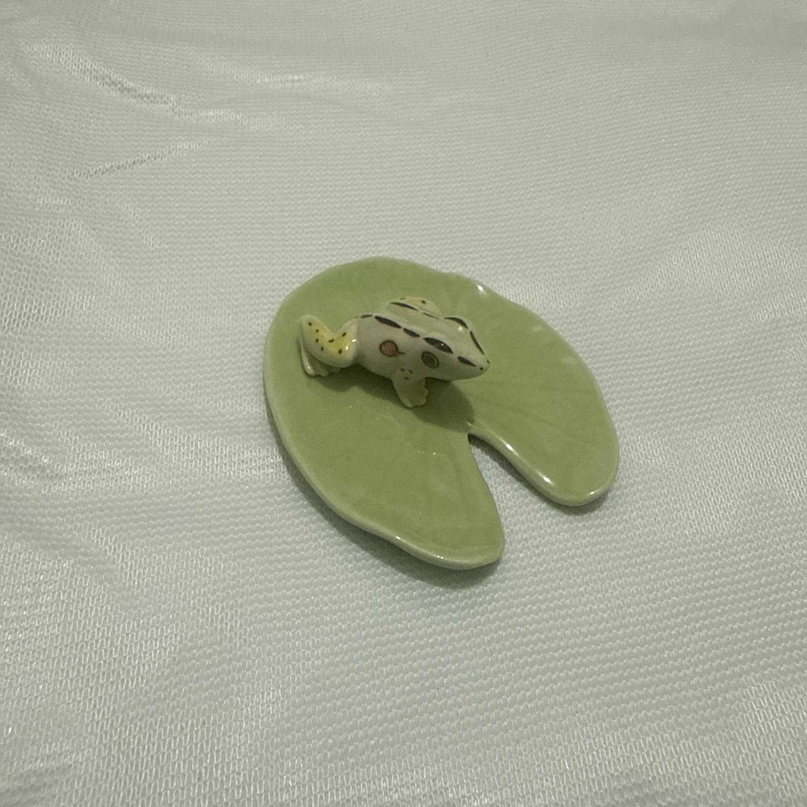 Klima MIniature Porcelain Animal Figure Frog on Water Lily