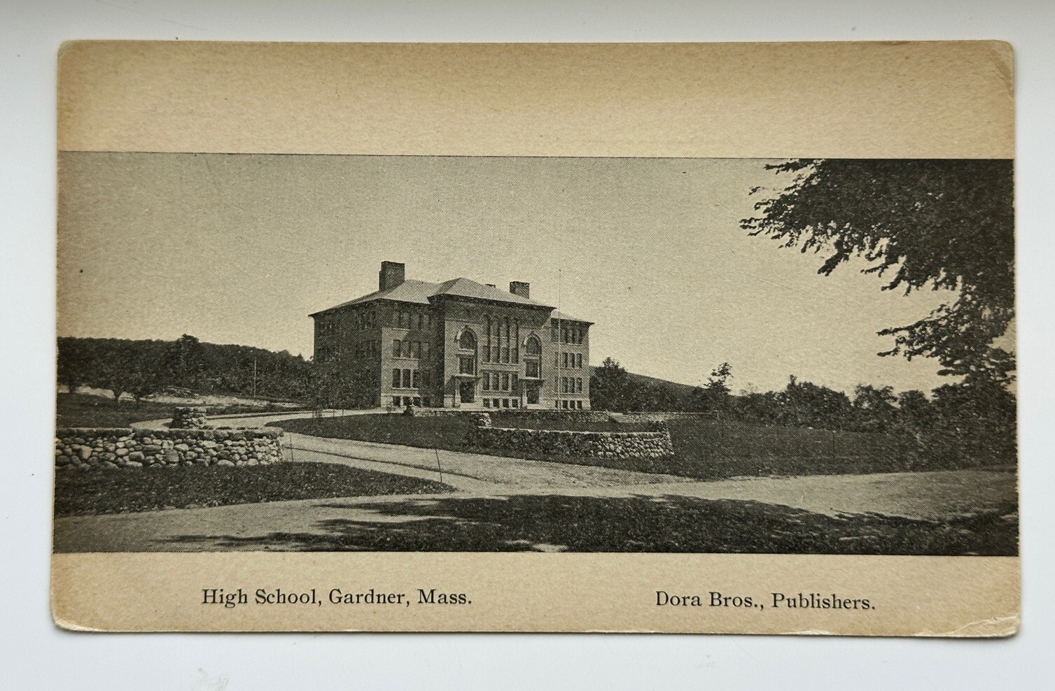 Gardner High School Gardner Massachusetts Postcard c1905 UDB B/W