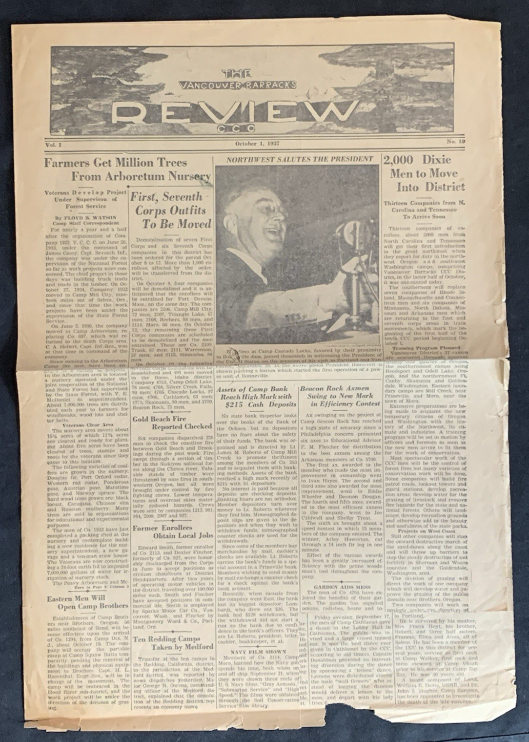 1937 BRIGADIER 1 STAR GENERAL GEORGE MARSHALL Vancouver CCC Newspaper VERY RARE