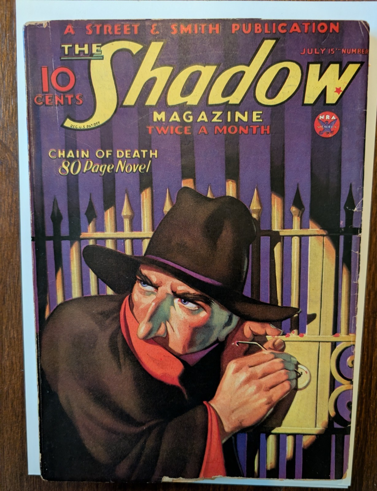 The Shadow July 1934 VG+ Trimmed Chain of Death Walter B Gibson George Rozen