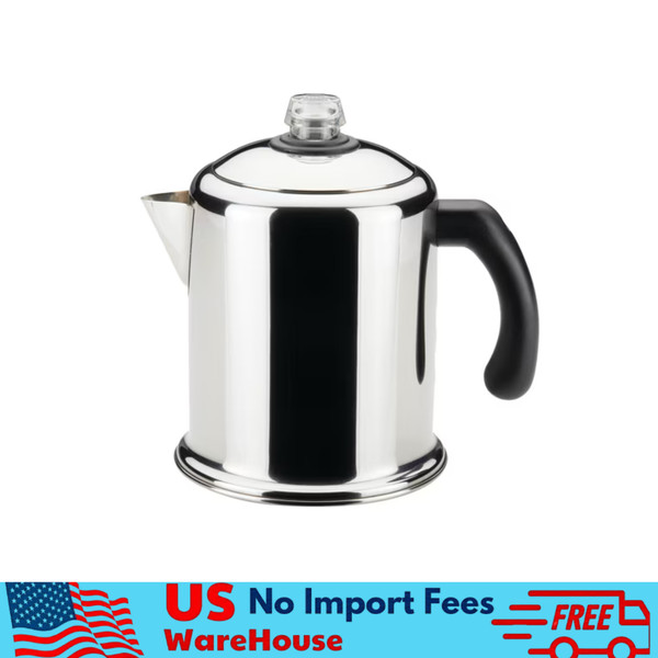 Farberware 8 Cup Stainless Steel Yosemite Coffee Percolator, Stainless Steel