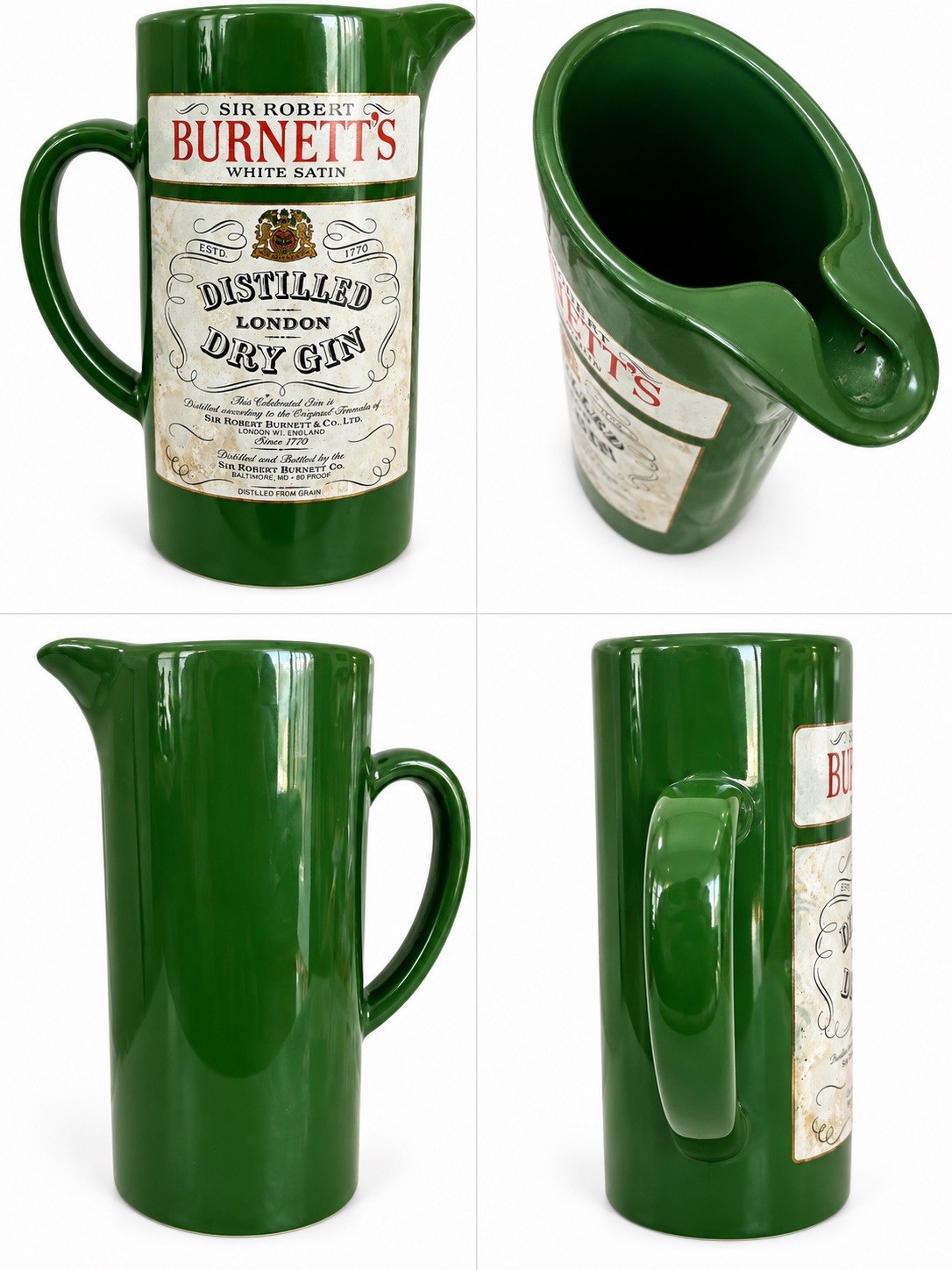 Sir Robert Burnett\'s White Satin Distilled London Dry Gin Pub Ceramic Pitcher Sir Robert Burnett\'s White Satin Distilled London Dry Gin Pub Ceramic Pitcher