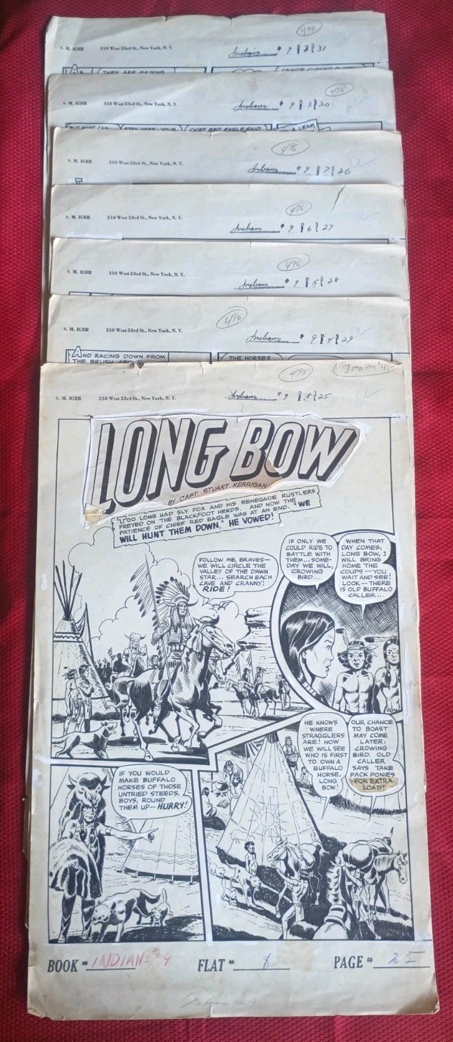 RARE 1950s Golden Age Fiction House INDIANS #9 Complete 7-Page Original ComicArt