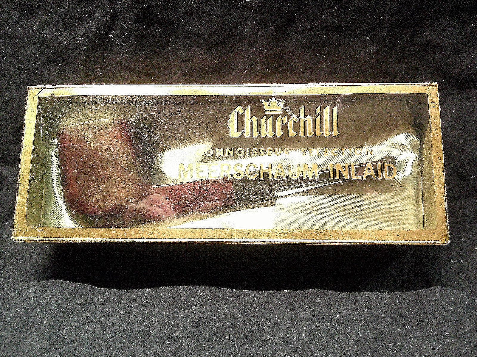 ✔️NEW CHURCHILL IMPORTED ITALY BRIAR PIPE MEERSCHAUM INLAID #1499 ORIGINAL BOX 1