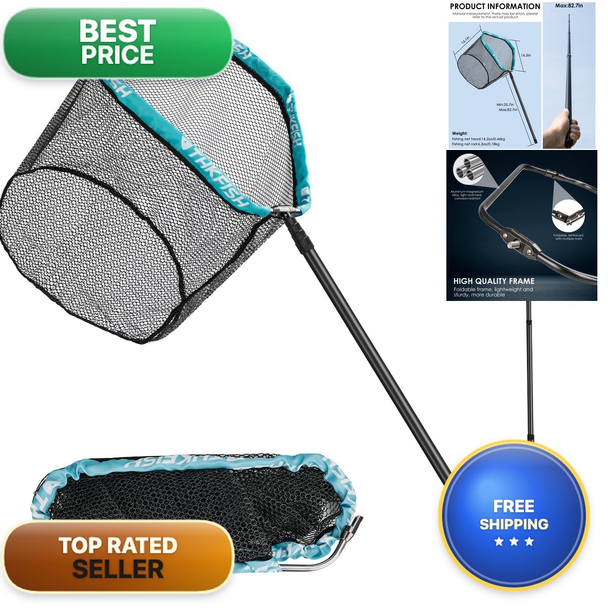 THKFISH Carbon Fiber Telescopic Landing Net 27 to 157.5 Inch