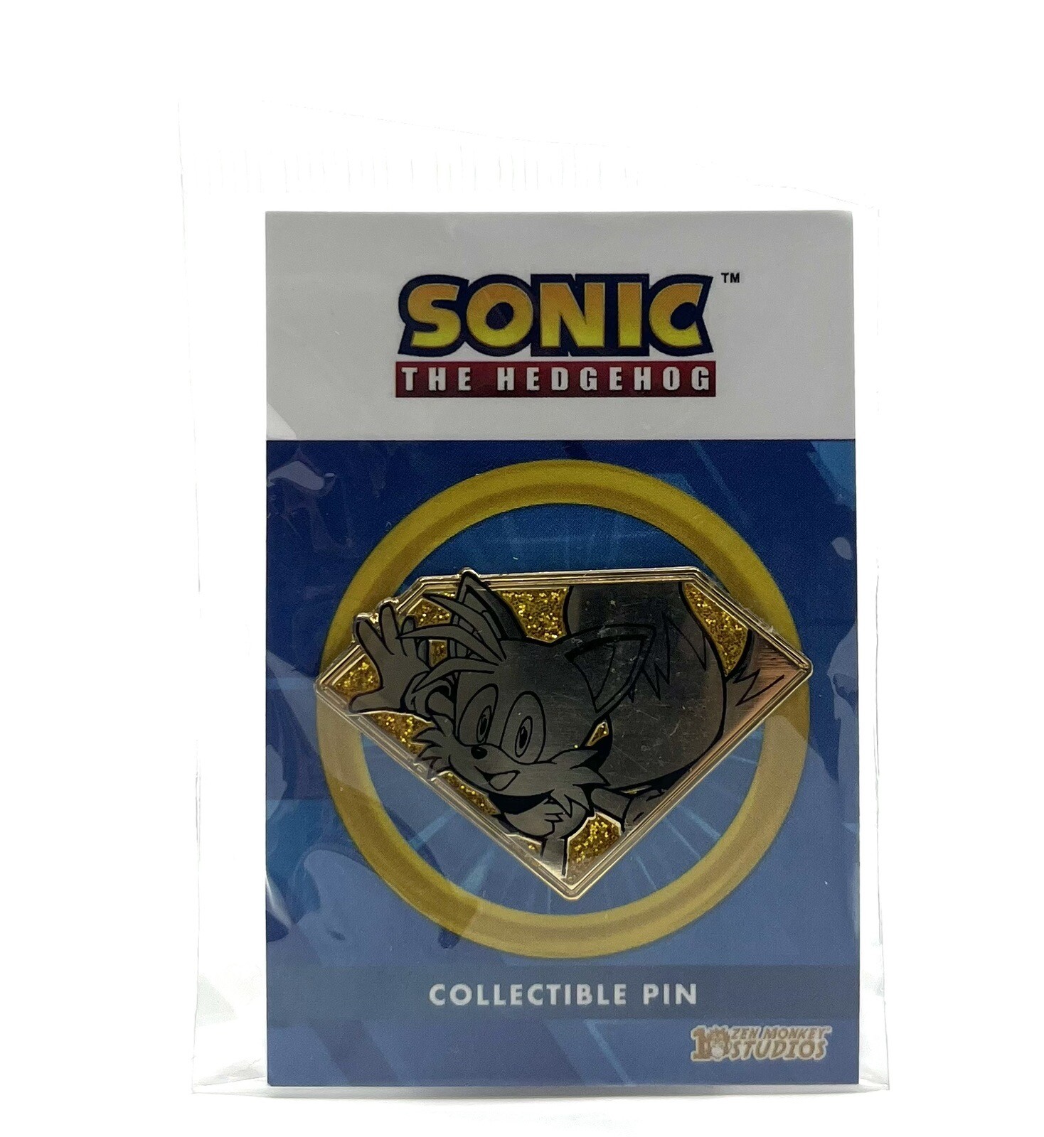 Zen Monkey Studios Sonic The Hedgehog Golden Chaos Emerald Tails Collectible Pin
