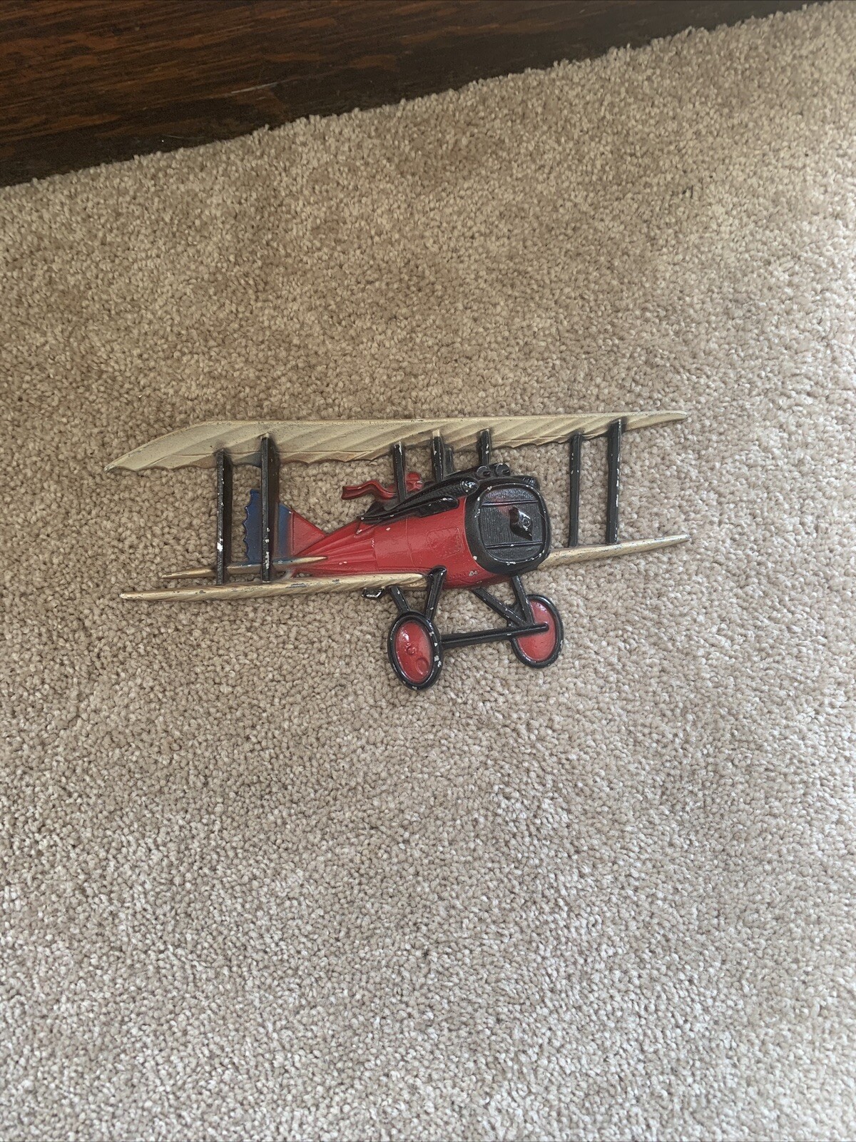 Vintage 1975 metal airplane plane wall decoration plaque 1232 HOMCO USA biplane 