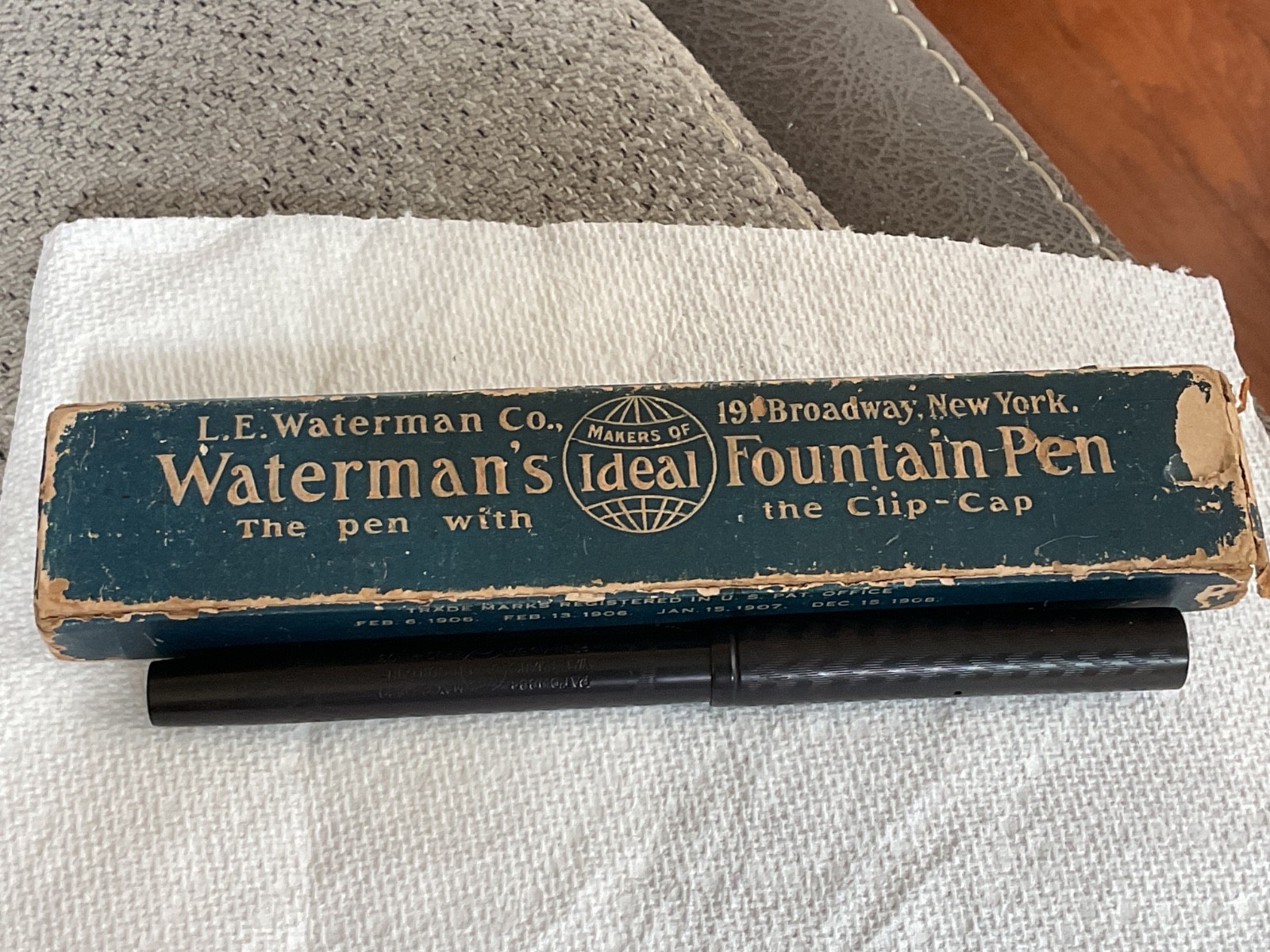 VINTAGE ANTIQUE WATERMAN’S IDEAL FOUNTAIN PEN #12 BLACK GOLD NIB + BOX USA MADE