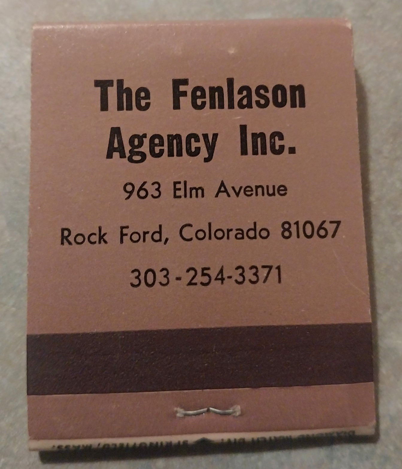 Vintage The Fenlason Agency Inc Advertising Matchbook Rock Ford CO The Hartford