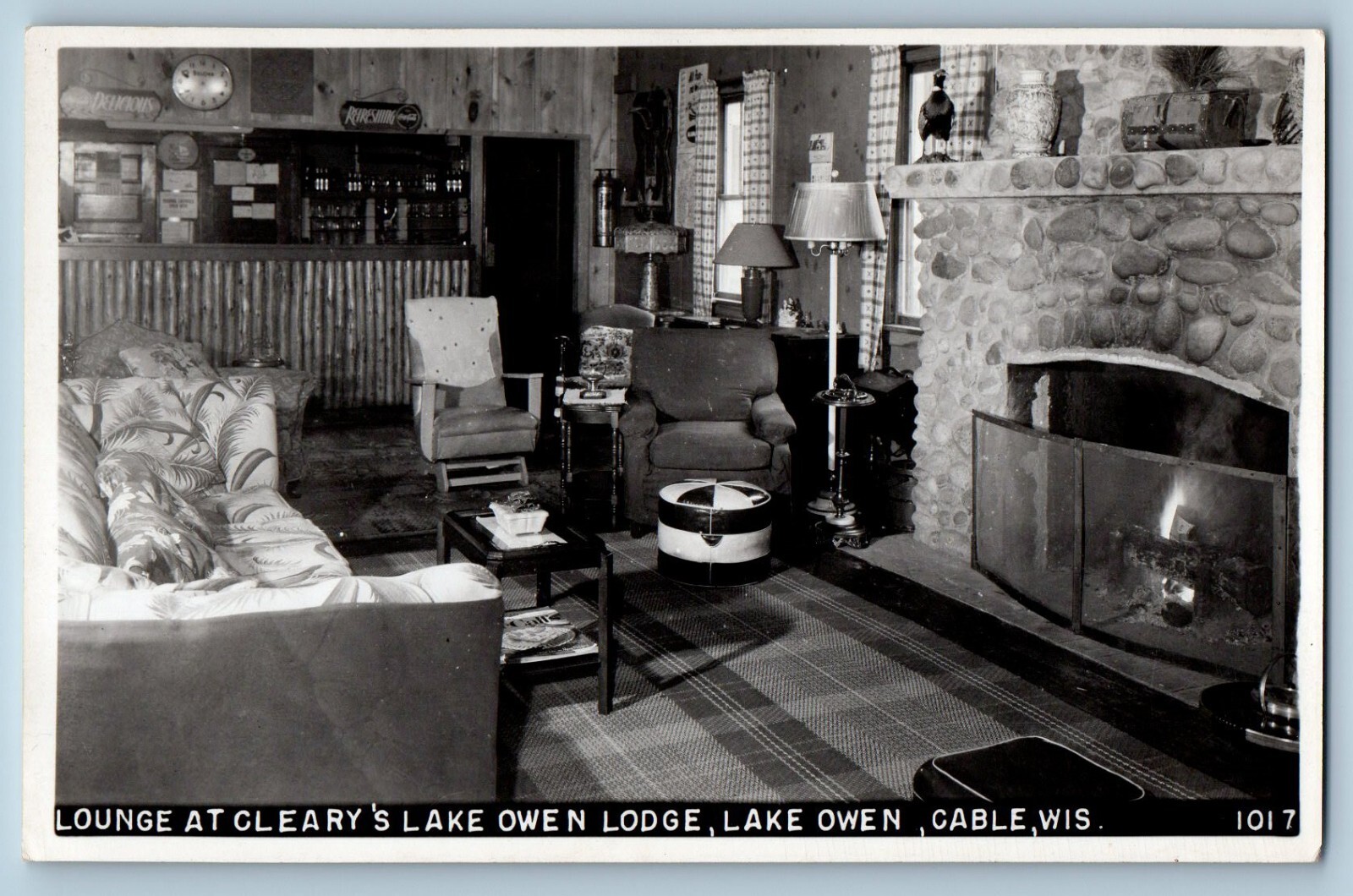 Cable Wisconsin WI Postcard RPPC Photo Lounge At Cleary\'s Lake Owen Lodge c1910s
