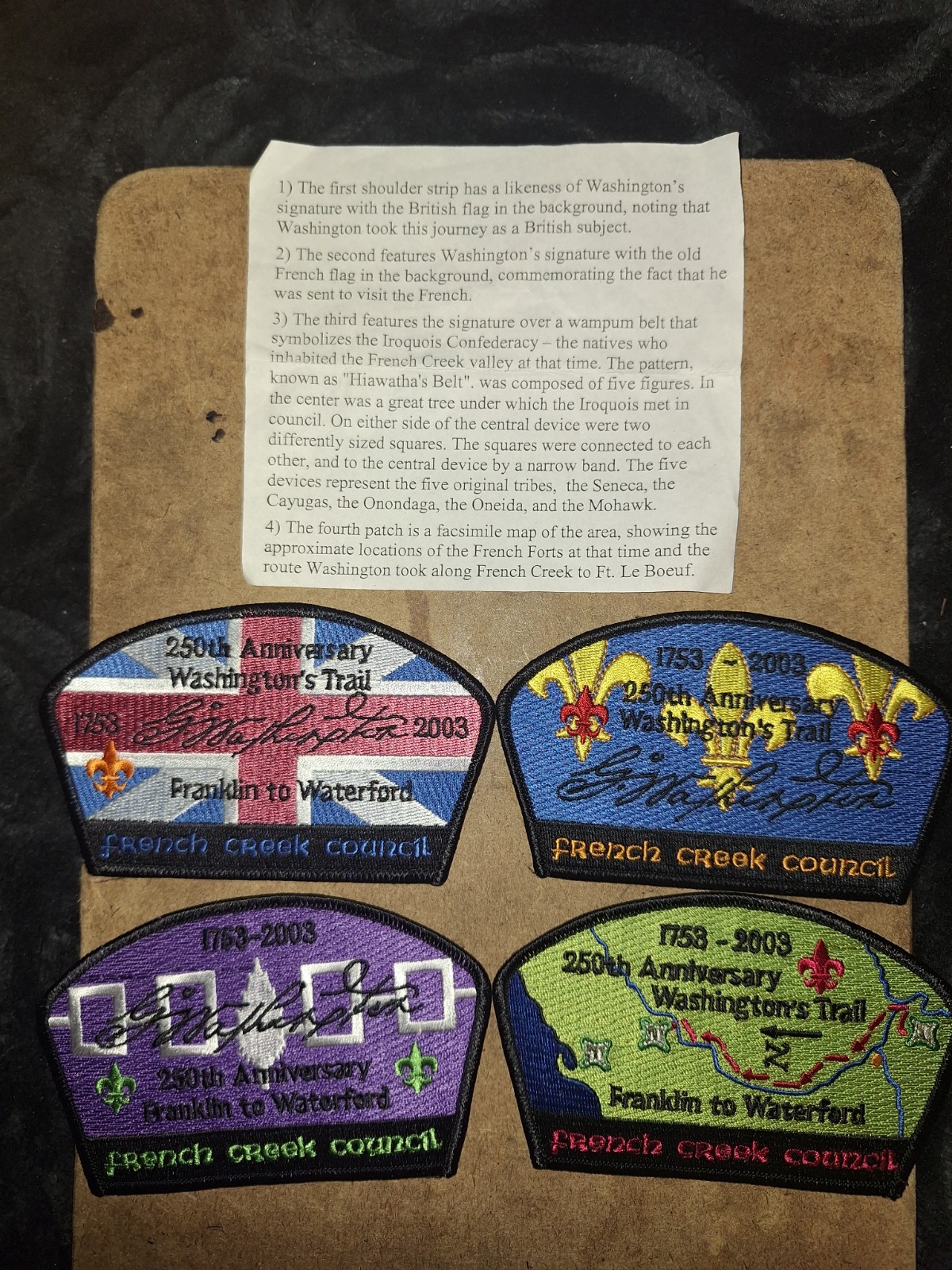 FRENCH CREEK CSP 250th ANNIVERSARY WASHINGTON'S TRAIL SET OF 4 MINT CONDITION