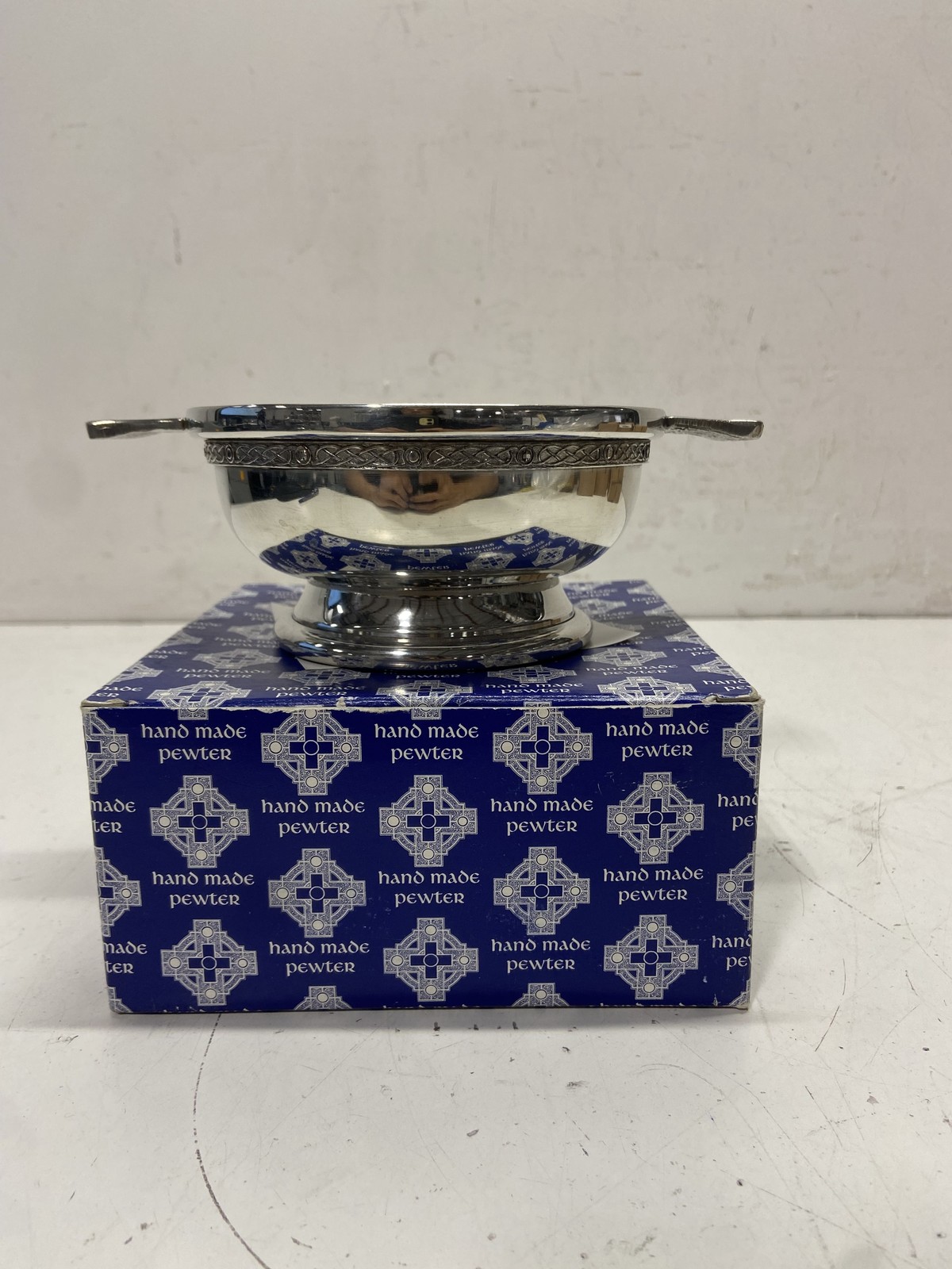 The Highland Quaich Handmade Pewter Scottish Cup of Friendship Bowl Celtic Knot