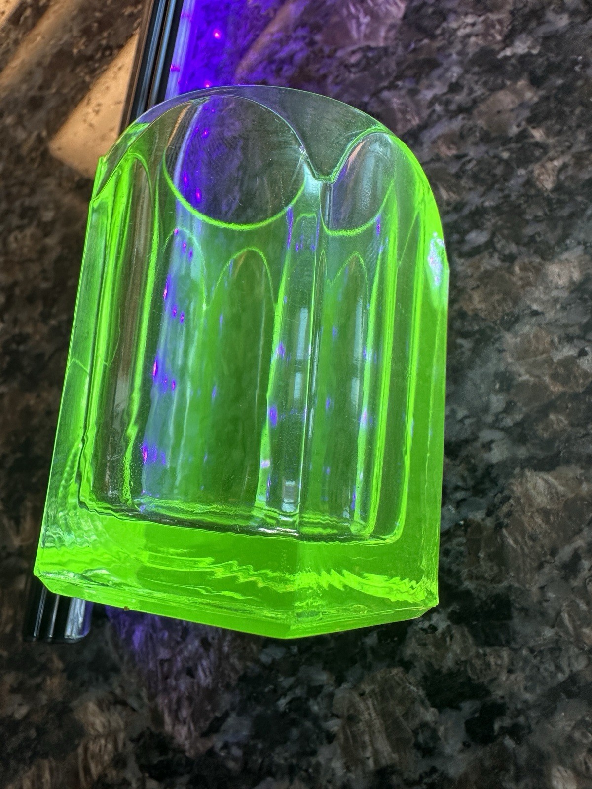 Vaseline Uranium Glass Toothpick Holder, Paneled