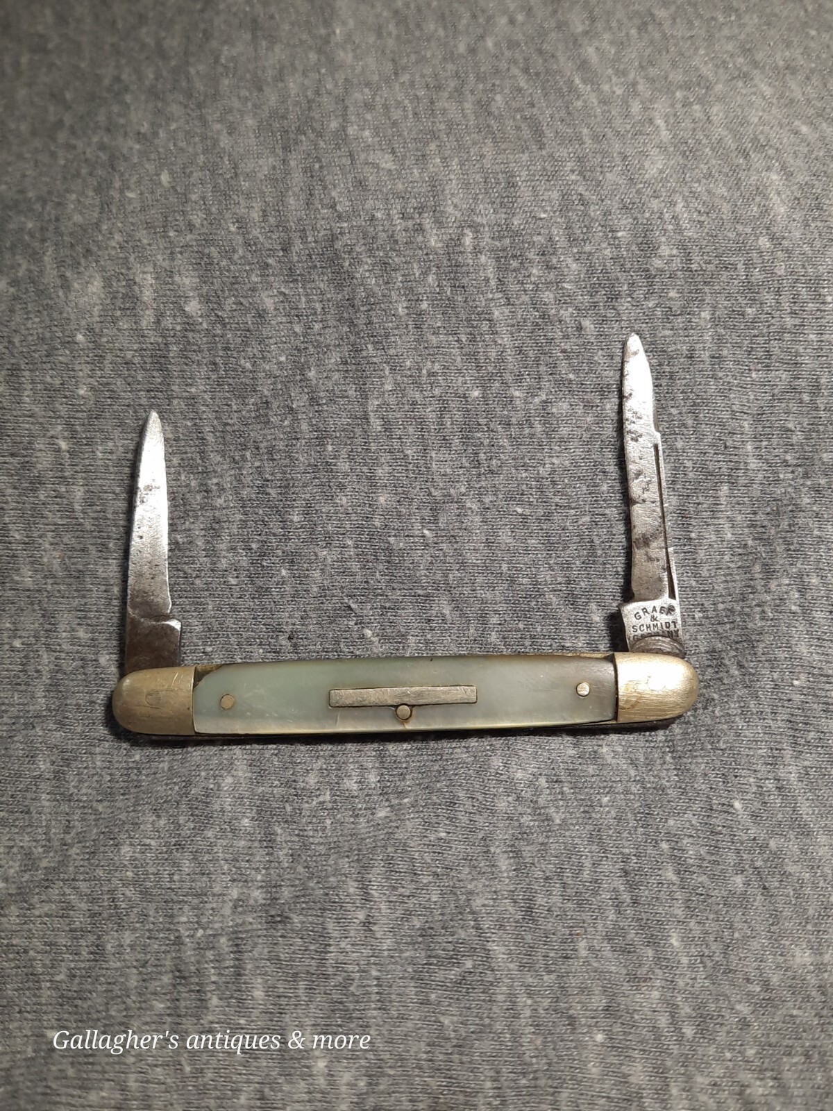 D.  Vintage Graef & Schmidt Pocket Knife Made In Germany 2 Blade Mother of Pearl
