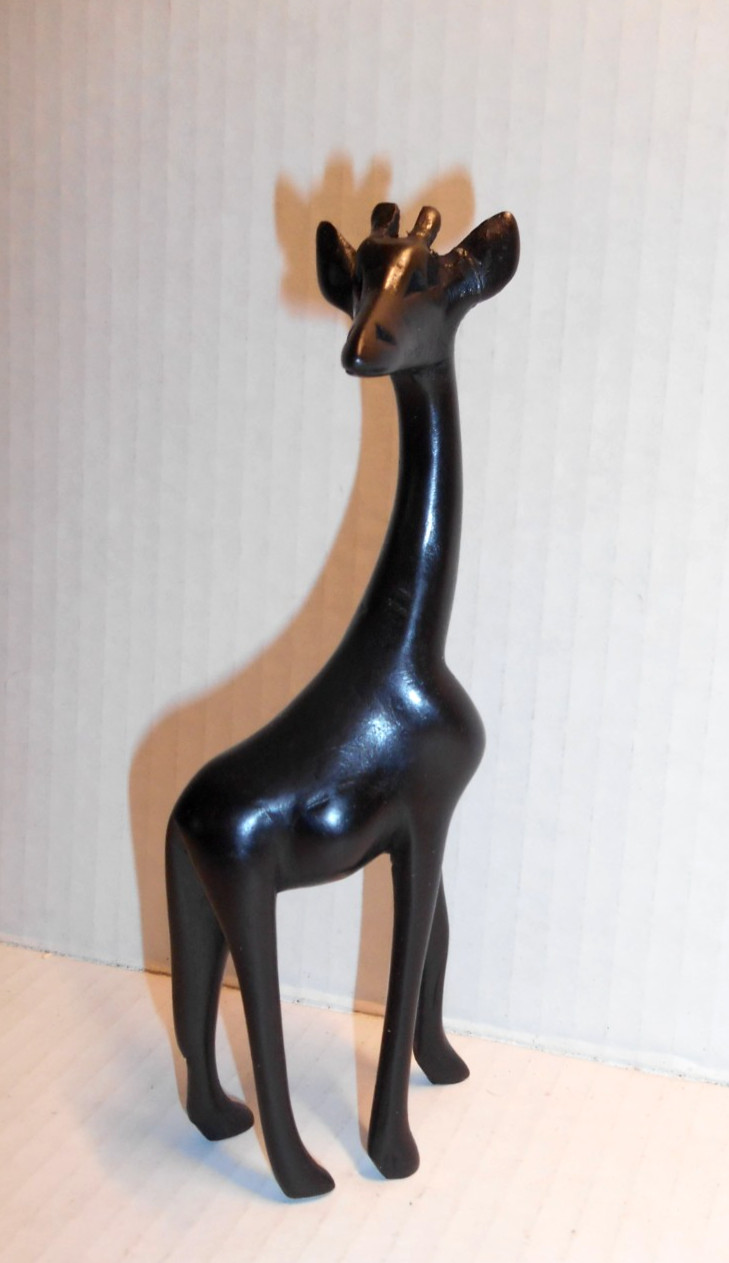 Vintage Hand Carved Black Ebony Wood GIRAFFE 6\