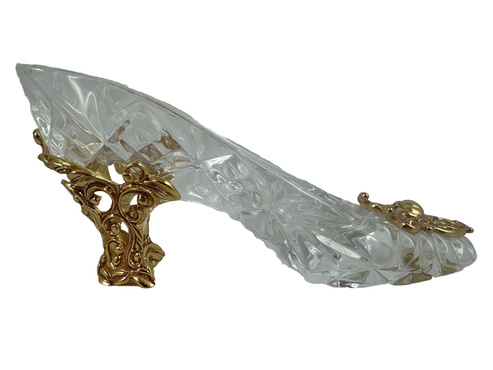 Vtg 1991 Franklin Mint Cinderella Glass Slipper Gold Plated German Crystal
