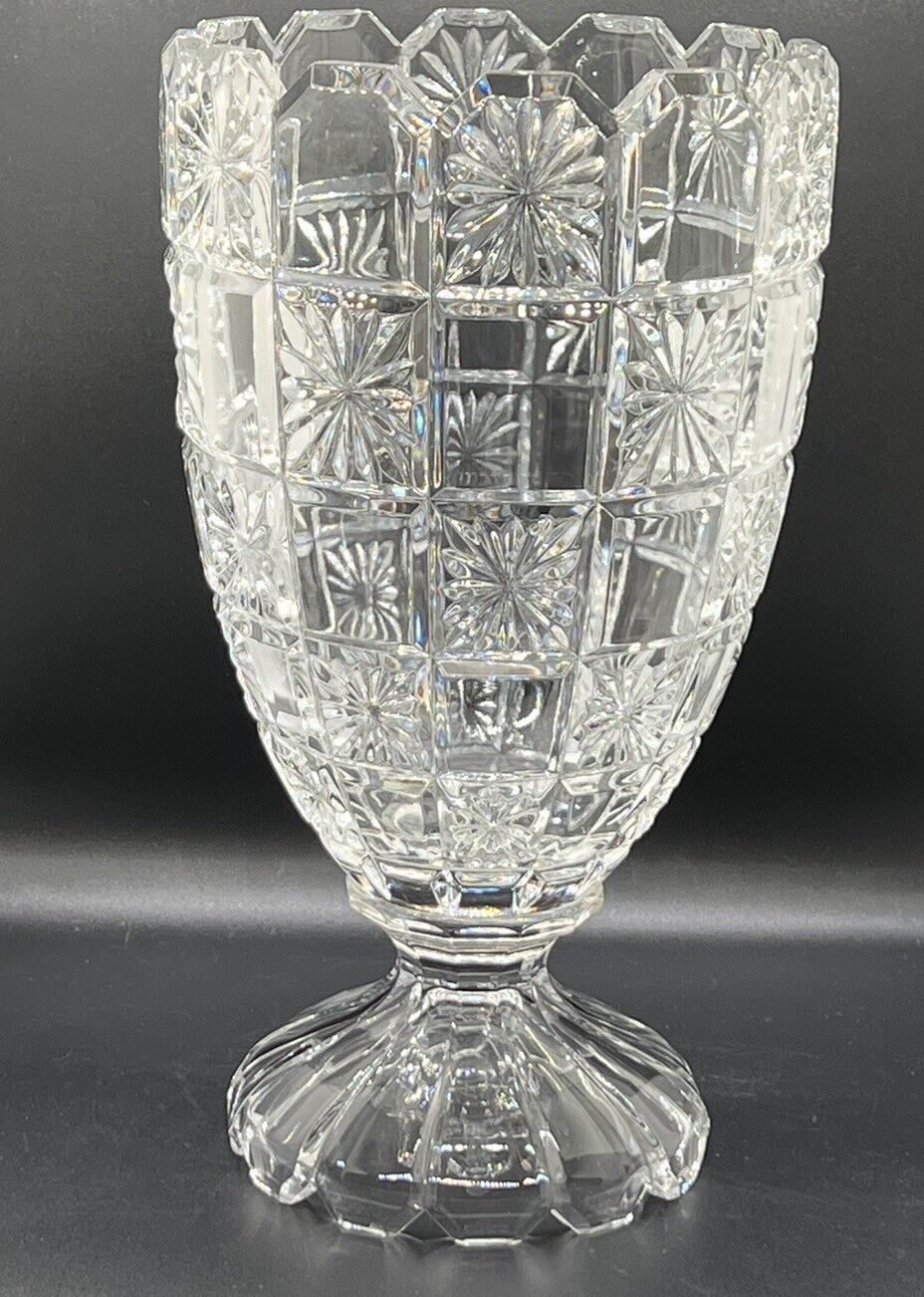 Vintage Large Bohemian Czech Hand Cut Crystal Vase