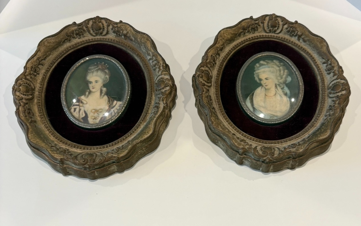 Vintage Cameo Creations 2 Oval Frames with Victorian Women Portraits