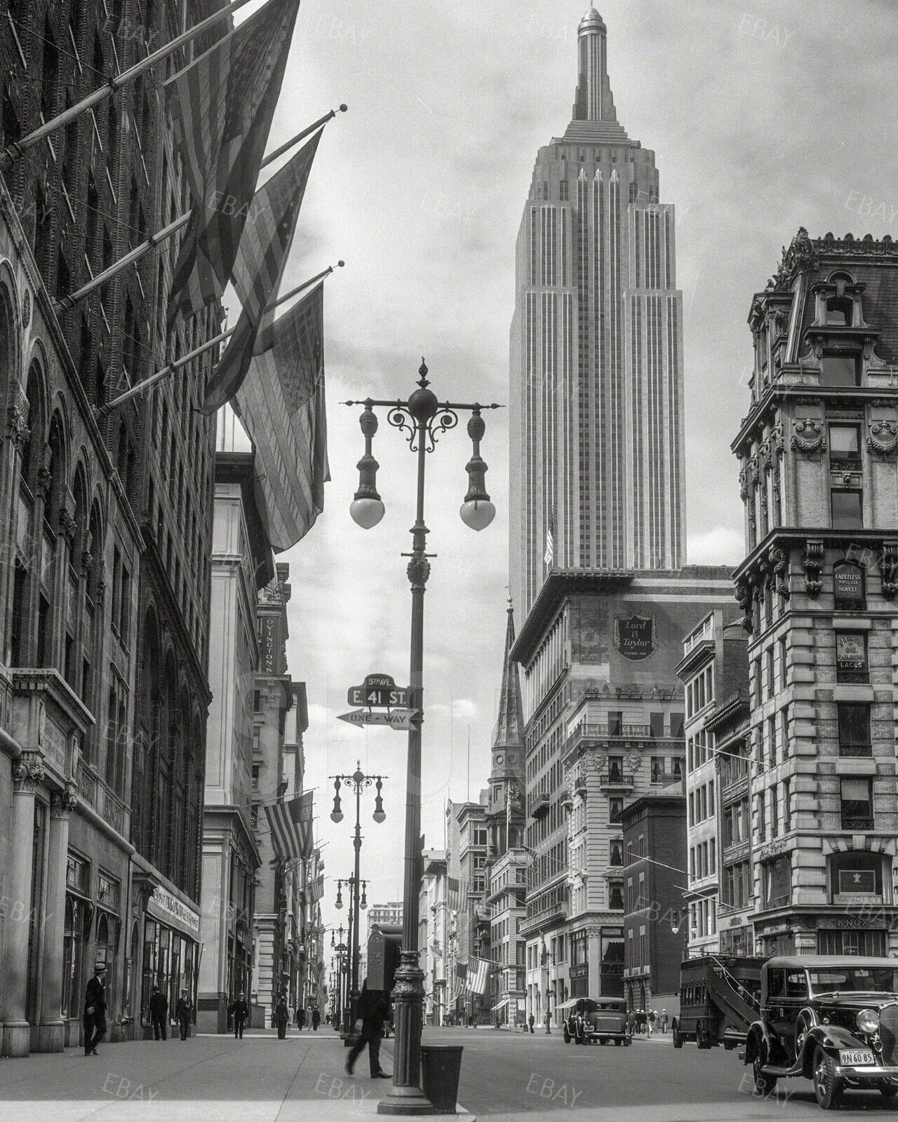 8x10 Poster Print 1930s Empire State Building New York City Street View