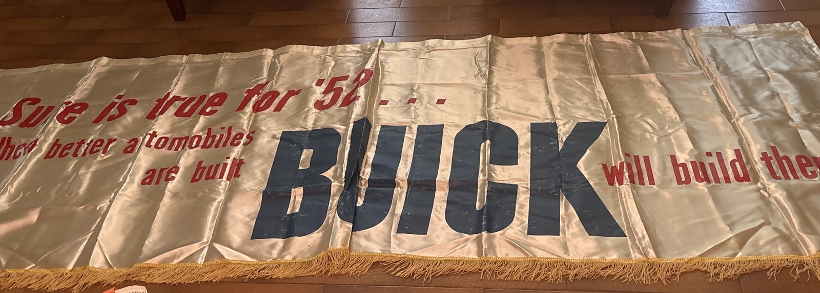 Vtg 1952 BUICK 9ft 7”x 3ft4”Horizontal Banner “FRINGE” Rare Advertising No Name
