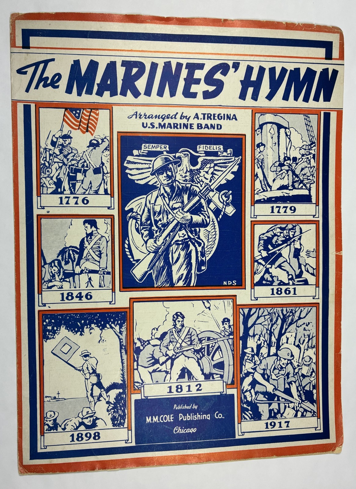 THE MARINES' HYMN. Vintage Pre-WWII Sheet Music. Rare. U.S. Marine Band.