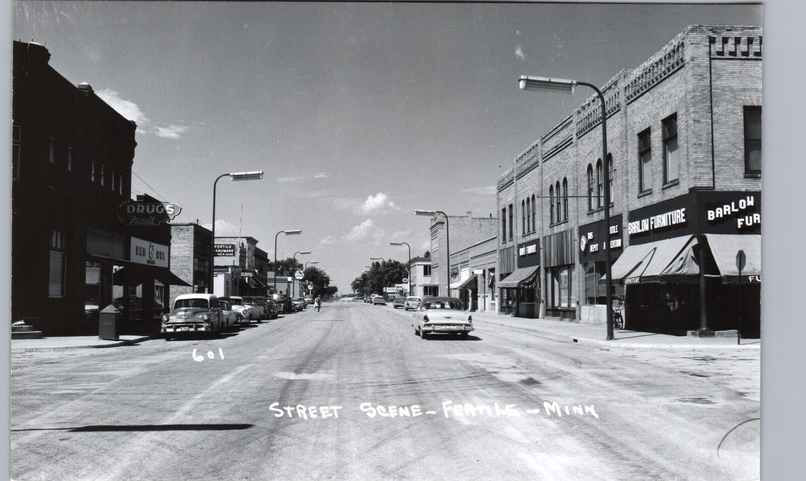 DOWNTOWN MAIN STREET CARS fertile mn real photo postcard rppc minnesota history