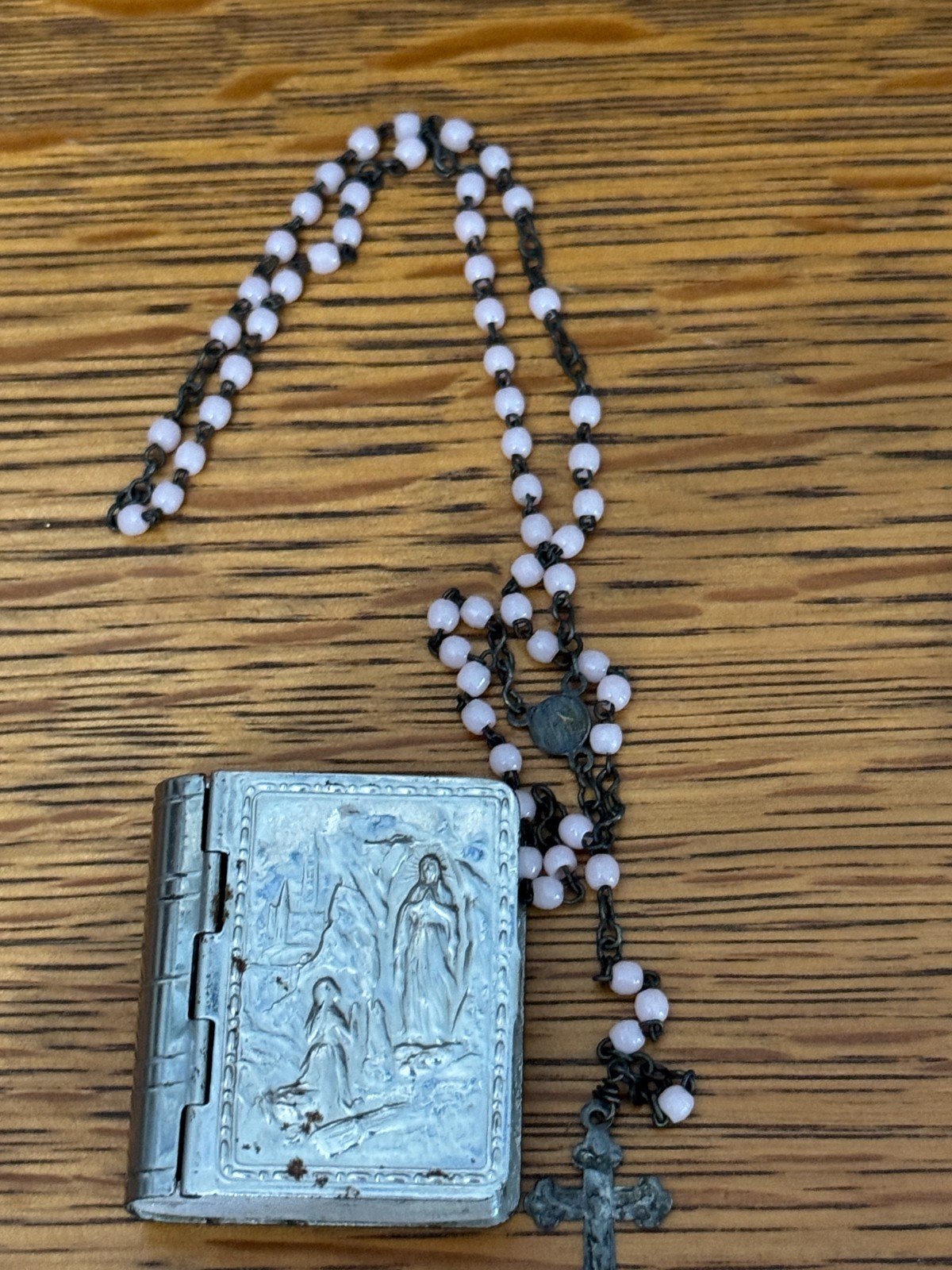 Vintage Marked France Small/Child's Filigree Rosary Necklace Case/Box