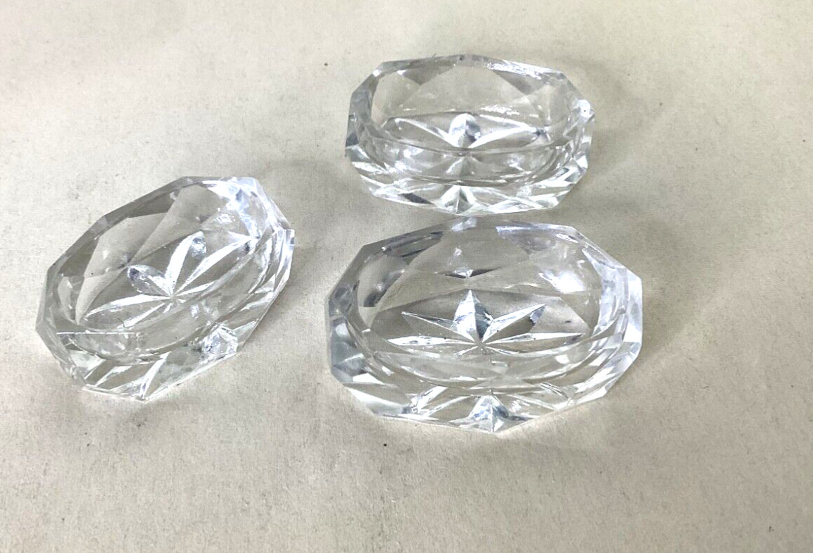 Crystal Salt Cellers Set of 3 Oval 2 x 1.5 Inch Open Salts