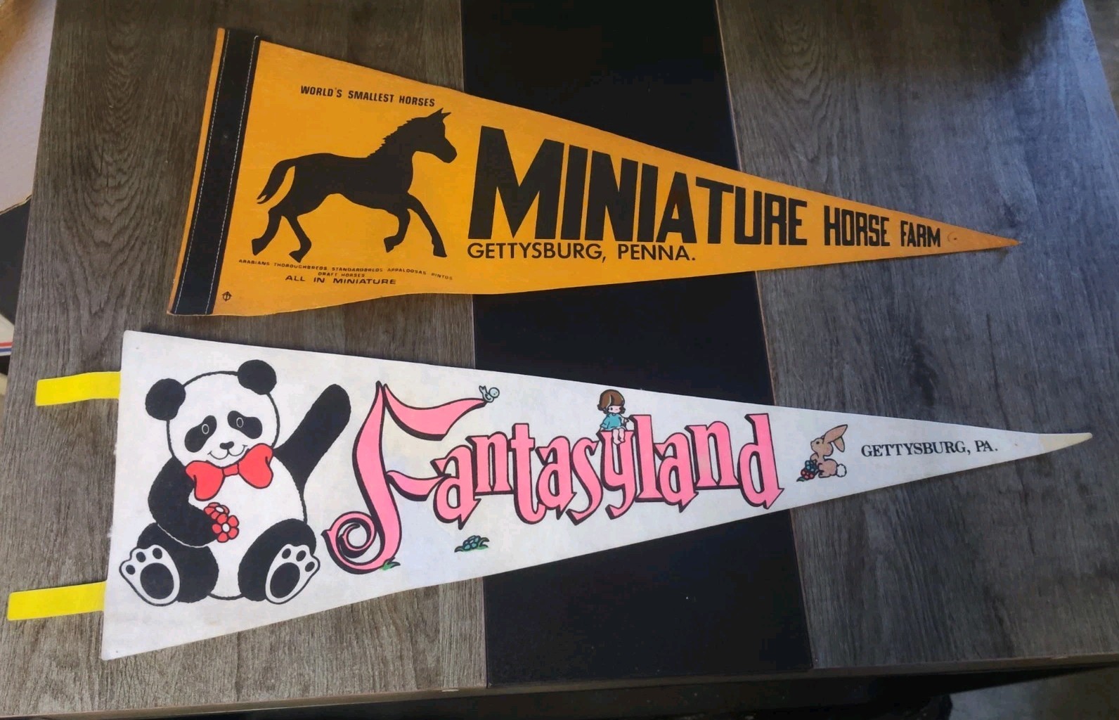 VINTAGE Lot of 2 Gettysburg PA Pennants Fantasyland & Miniature Horse Farm VINTAGE Lot of 2 Gettysburg PA Pennants Fantasyland & Miniature Horse Farm