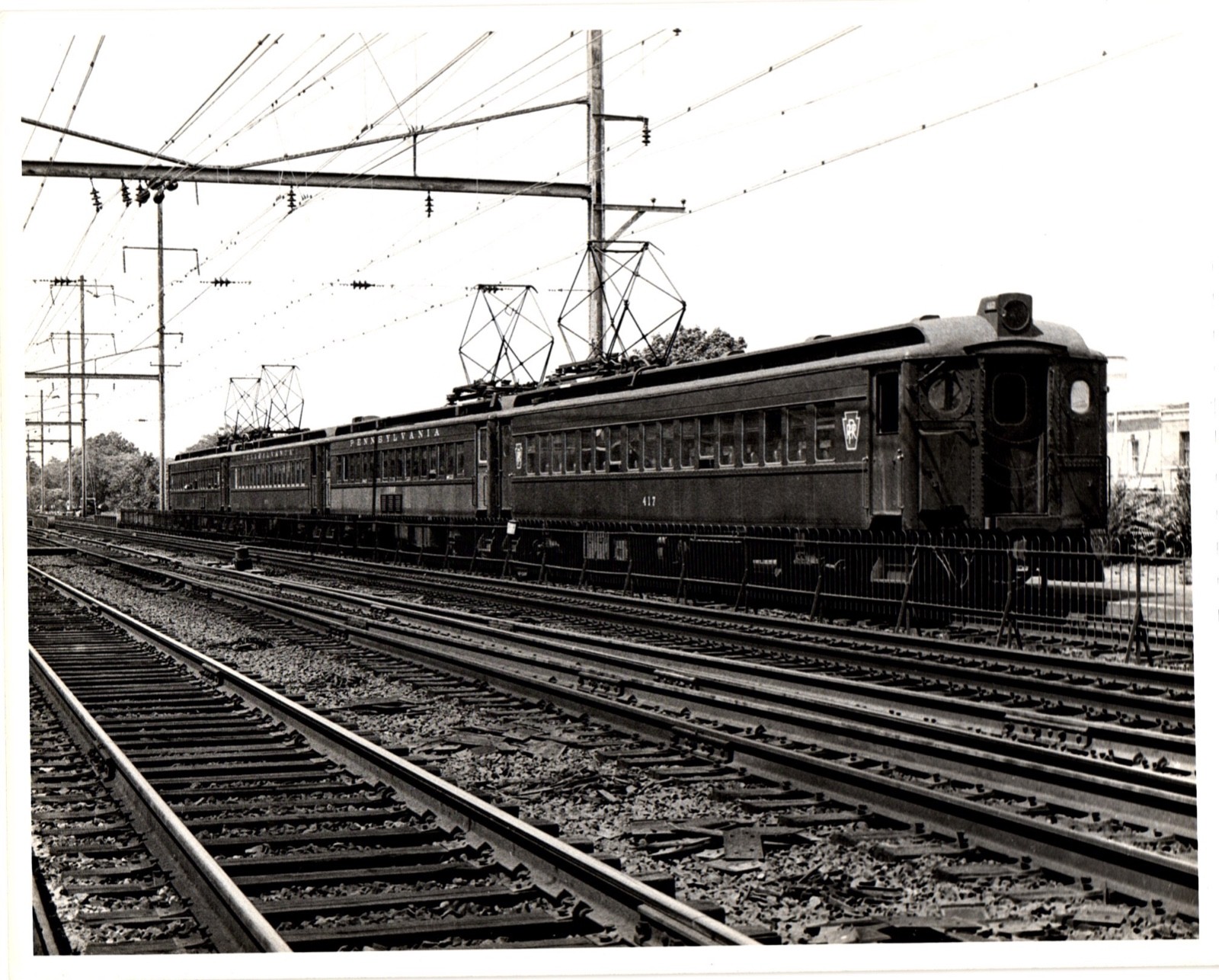 Pennsylvania Railroad PRR MU Train Photo 1966 Metuchen NJ Pennisi 8x10 B&W.