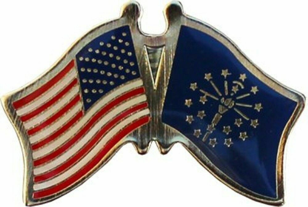 USA American State of Indiana Friendship Flag Bike Motorcycle Hat Cap lapel Pin